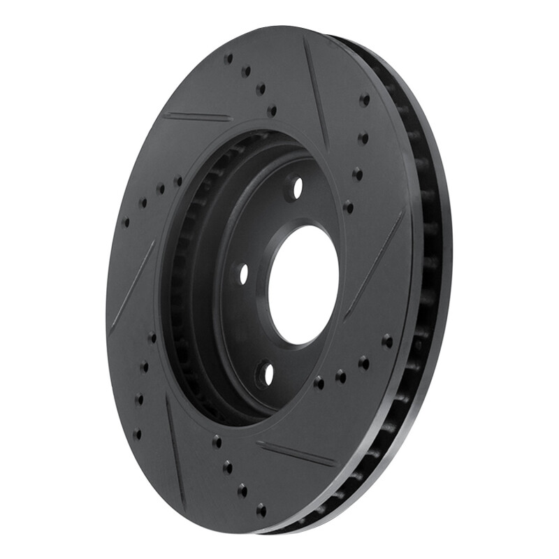 Chevrolet City Express Brake Rotor (1) - Front Left - R1 Concepts - Drilled & Slotted - Black - `11-`25